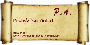 Prahács Antal névjegykártya